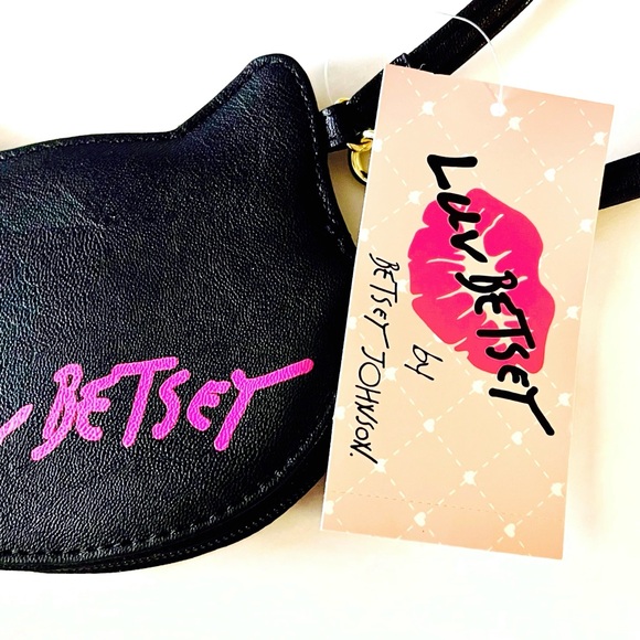 Betsey Johnson Crazy Cat Lady Card Coin Purse Wristlet Quirky Kitty Glitter NEW - Picture 11 of 13